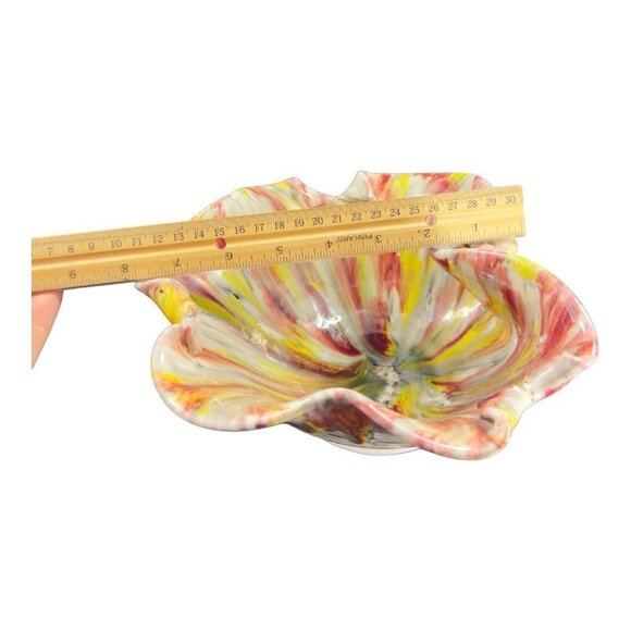 Mid Century Italian Pottery Splatter Glaze Bowl Dish Large Snail Shell Design - Picture 7 of 16